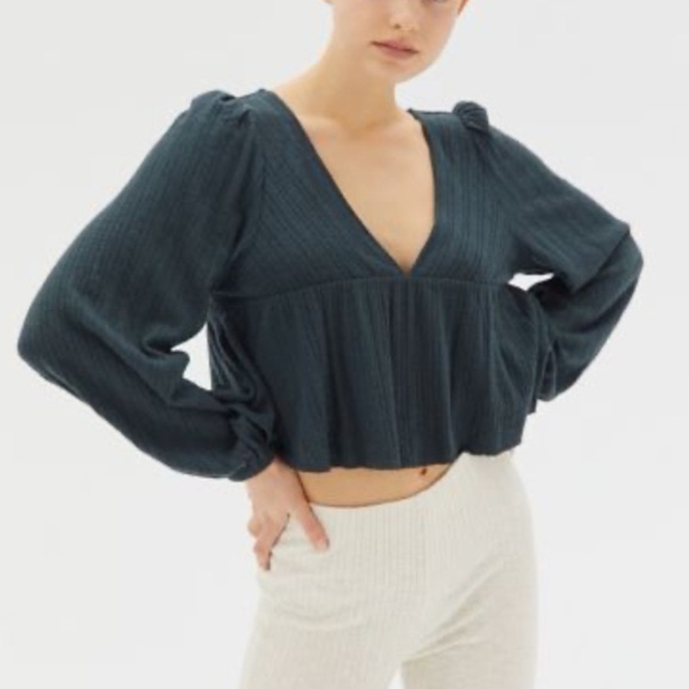 UO Prairie Ribbed Babydoll Top - Picture 1 of 6